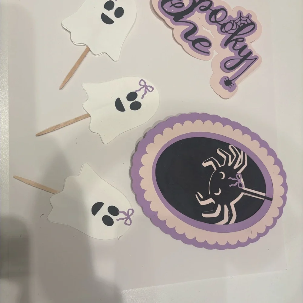 Spider Web Happy Birthday Cake Topper - Purple